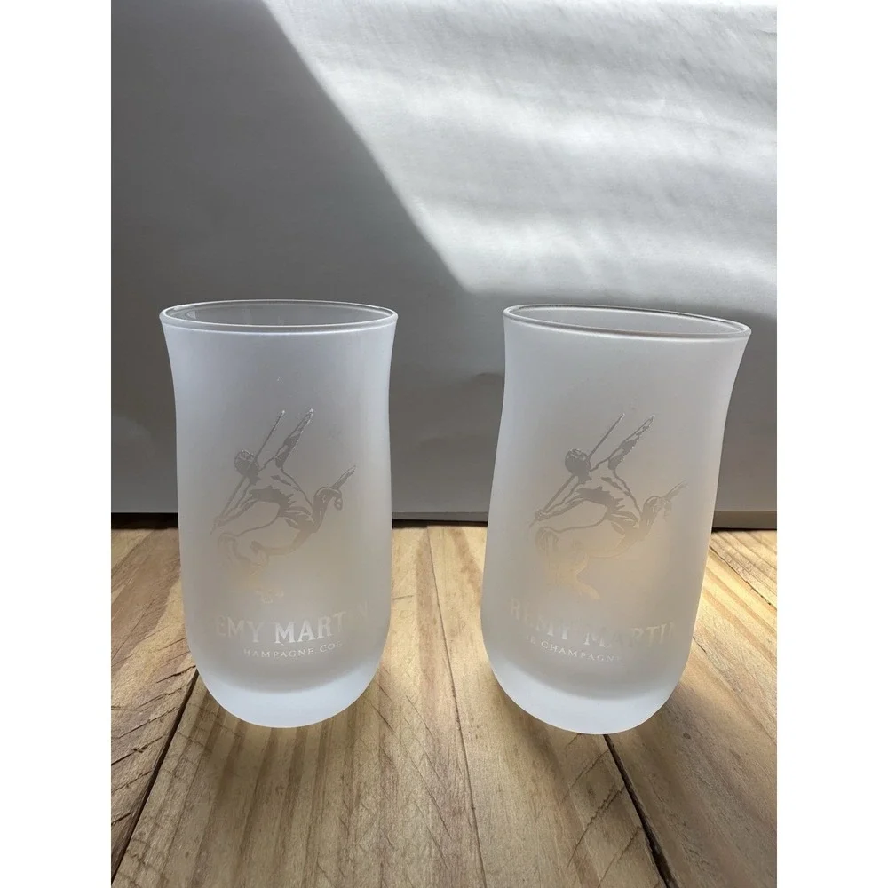 Remy Martin Fine Champagne Cognac Frosted Glasses‎ Set of 2 - 4.5